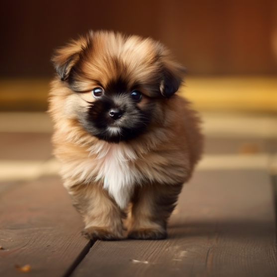 Adorable Shih Pom puppy playing Shih Pom Puppy
